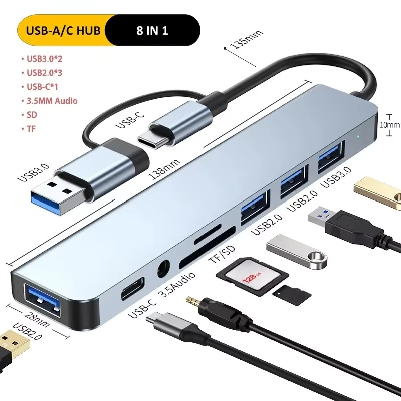 Multi Port Usb Hub - Hub USB Type C 8 en